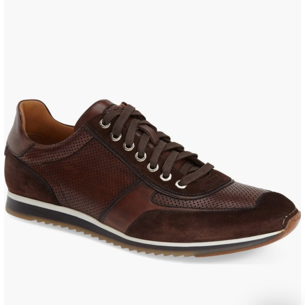 Magnanni Serrano Men's Torba Suede Brown Perforated Leather Trainer Sneakers 7M